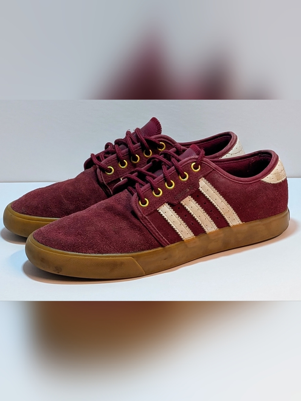 Adidas Originals Seeley Burgundy Suede Gum Sole Sneakers Men’s Size 7 - Picture 2 of 8